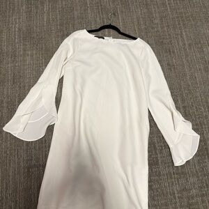 Lafayette 148 New York Cream Long Sleeve Dress